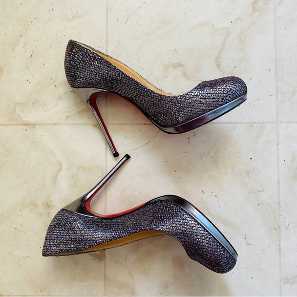 Christian Louboutin Lady Glitter Filo 120 Silver Metallic Pumps Heels size 6/36 - Picture 3 of 12